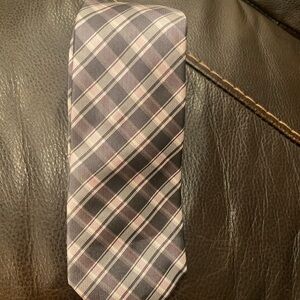 MICHAEL Michael Kors Black and Pink Plaid Tie 100% silk GC